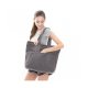 WOMEN'S CANVAS SHOULDER HAND BAG TOTE BAG - GREY