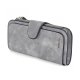 WOMEN'S PU MATTE LEATHER LARGE CAPACITY GIRLS WALLET CARD HOLDER ORGANIZER WITH SNAP CLOSURE - 5.5" GREY