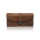 WOMEN'S LADIES LARGE CAPACITY HANDMADE DIP DYE GENUINE LEATHER WALLET CARD HOLDER PURSE - BROWN