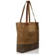 WOMEN'S CONCISE STYLE WATERPROOF CANVAS TOTE SHOULDER BAG - KHAKI