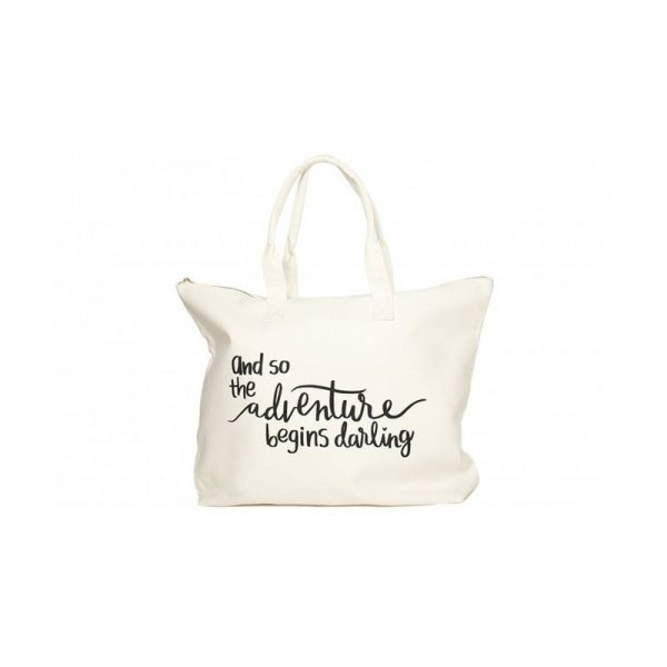 CANVAS TOTE BAG WITH SPECIAL SAYING - ZIPPER TOP INTERIOR POCKET 100% COTTON - BLACK