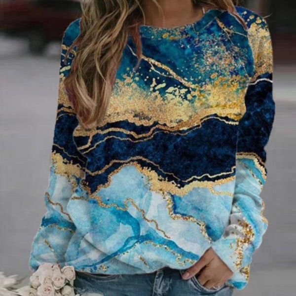 Showy Print Round Neck Long Sleeve Top