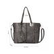 WOMEN TOP HANDLE SATCHEL HANDBAGS FOR WOMEN WITH METAL DECORATION PU LEATHER SHOULDER BAGS TOTE BAGS - GRAY