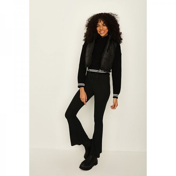 Black Crop Hooded Tipping Jumper