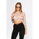 Tan Tiger Print Backless Crop Top