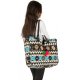 BLUE AZTEC LARGE TOTE SHOULDER BAG HANDBAG QUILTED CANVAS BOOKS MARKET BEACH COLLEGE PICNIC