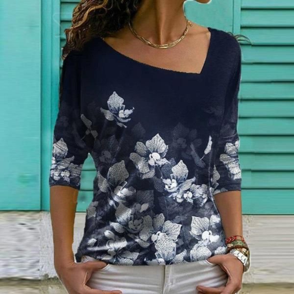 Blue Oasis Floral Navy Top