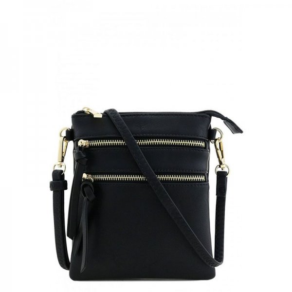 FUNCTIONAL MULTI POCKET CROSSBODY BAG - BLACK