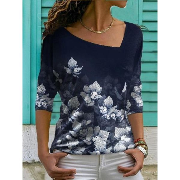 Blue Oasis Floral Navy Top