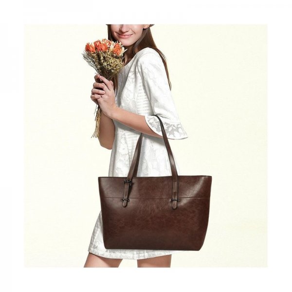 TOTE BAG FOR WOMEN VEGAN LEATHER HANDBAGS WITH LARGE CAPACITYCONCISE SHOULDER BAG