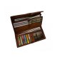 WOMEN'S LADIES LARGE CAPACITY HANDMADE DIP DYE GENUINE LEATHER WALLET CARD HOLDER PURSE - BROWN