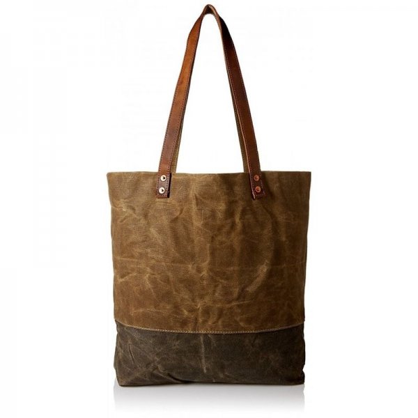 WOMEN'S CONCISE STYLE WATERPROOF CANVAS TOTE SHOULDER BAG - KHAKI