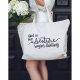 CANVAS TOTE BAG WITH SPECIAL SAYING - ZIPPER TOP INTERIOR POCKET 100% COTTON - BLACK