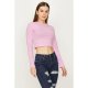 Gen Z Pink Basic Fitted Crop Long Sleeve