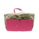 WOMEN'S PORTABLE POLYESTER SHOPPER WITH ZIPPER CLOSURE - MILITARY CAMO/ORCHID PINK