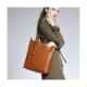 VINTAGE GENUINE LEATHER TOTE SHOULDER BAG HANDBAG BIG LARGE CAPACITY UPGRADED VERSION - DARK BROWN