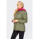 Khaki Parka Coat With Pink Faux Fur Trim