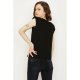 Black Shoulder Pad Slogan Tee