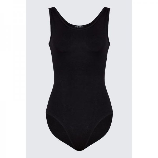 Black Plain Basic Bodysuit