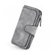 WOMEN'S PU MATTE LEATHER LARGE CAPACITY GIRLS WALLET CARD HOLDER ORGANIZER WITH SNAP CLOSURE - 5.5" GREY