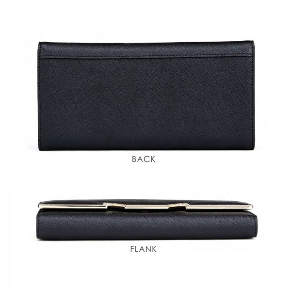 WOMEN LEATHER WALLET LONG TRIFOLD CLUTCH WALLET PURSE FOR LADIES VALENTINE'S DAY GIFT - BLACK