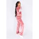 Dusty Rose Velour Cropped Jacket Tracksuit Set