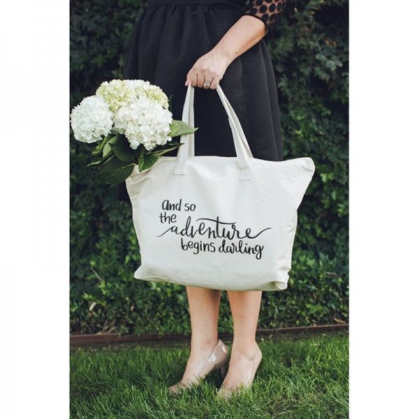 CANVAS TOTE BAG WITH SPECIAL SAYING - ZIPPER TOP INTERIOR POCKET 100% COTTON - BLACK