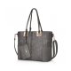 WOMEN TOP HANDLE SATCHEL HANDBAGS FOR WOMEN WITH METAL DECORATION PU LEATHER SHOULDER BAGS TOTE BAGS - GRAY