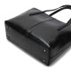 WOMEN'S LARGE LEATHER SHOULDER BAG WORK TOTE WITH ZIPPERS - BLACK