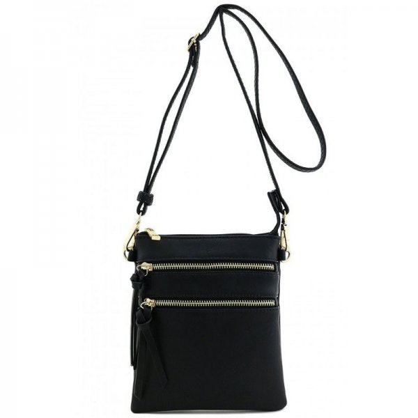 FUNCTIONAL MULTI POCKET CROSSBODY BAG - BLACK