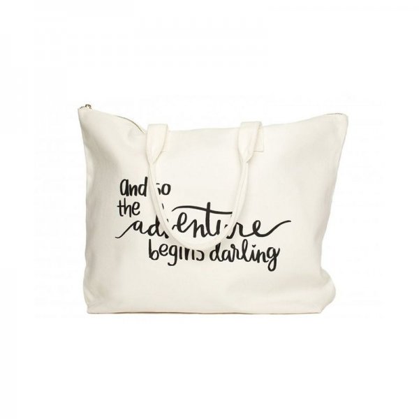 CANVAS TOTE BAG WITH SPECIAL SAYING - ZIPPER TOP INTERIOR POCKET 100% COTTON - BLACK