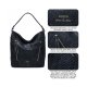 WOMEN HANDBAG PU LEATHER SHOULDER BAGS WOMENS LARGE CAPACITY TOTE PURSES FASHION TOP HANDLE BAG - BLACK