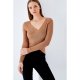 Tan Rib Wrap Front Jumper