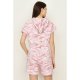 Pink Camo Zip Thru Crop Short Sleeve Hoodie