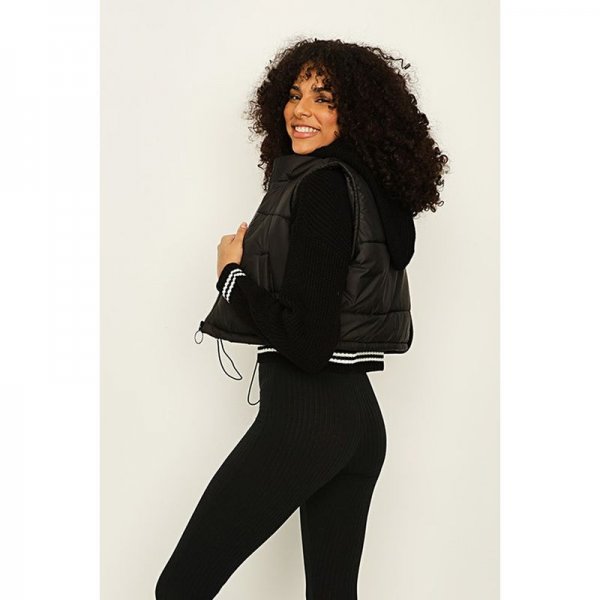 Black Crop Hooded Tipping Jumper