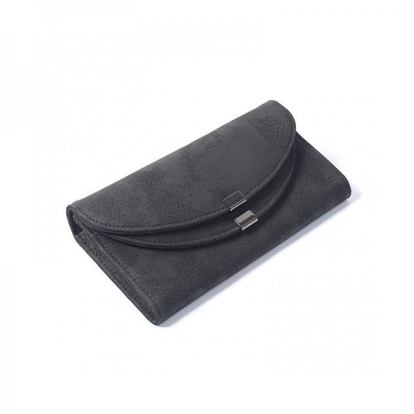 CHIC LONG WALLET FOR WOMEN PU LEATHER TRIFOLD WALLET CARD HOLDERS - BLACK