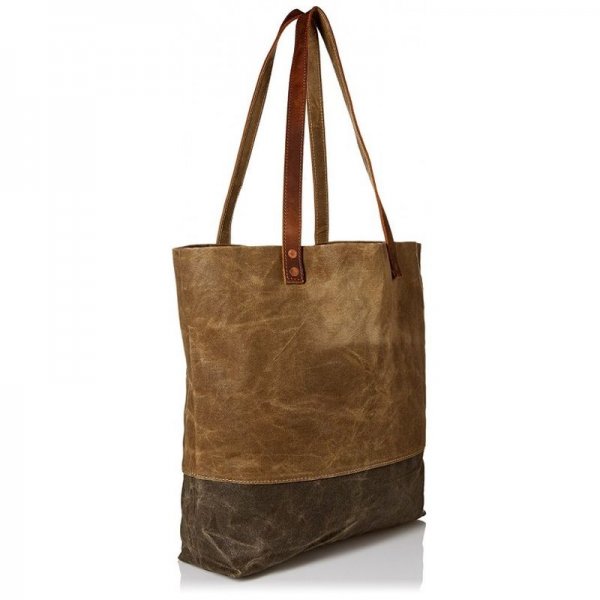 WOMEN'S CONCISE STYLE WATERPROOF CANVAS TOTE SHOULDER BAG - KHAKI