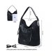 WOMEN HANDBAG PU LEATHER SHOULDER BAGS WOMENS LARGE CAPACITY TOTE PURSES FASHION TOP HANDLE BAG - BLACK