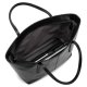 WOMEN'S LARGE LEATHER SHOULDER BAG WORK TOTE WITH ZIPPERS - BLACK