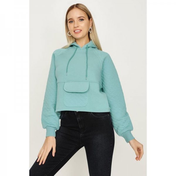 Haze Quilted Pocket Front Crop Hoodie